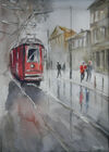 czerwony tramwaj,  30x21cm
