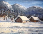 Zima, 40x50cm, szpachla