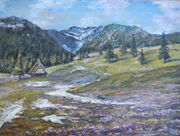 maj i krokusy, 47x60cm, szpachla