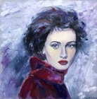 Dziewczyna w czerwonym golfie, 40x40cm